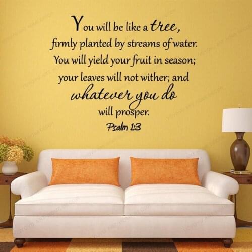 You Will Be Like a Tree Firmly Planted by Streams of Water Psalm 1:3 wall Decal Bible Vinyl Wall sticker Scripture decor HJ1013