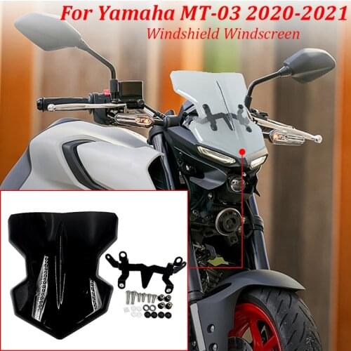 For Yamaha MT03 MT-03 2020 2021 Motorcycle Windscreen Windshield Shield Screen with Bracket Moto Accessories