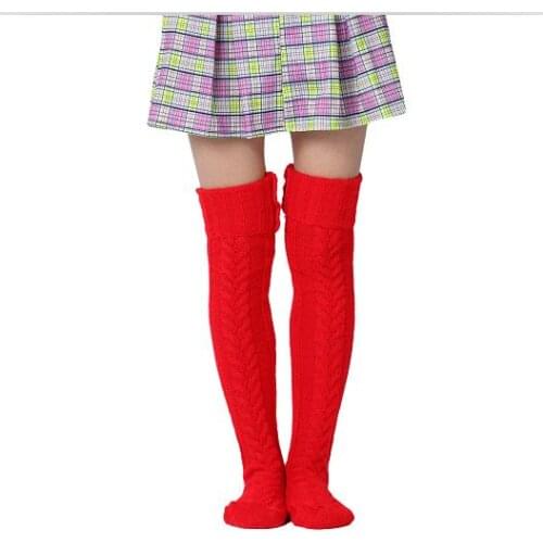 Womens Wool Stockings Autumn And Winter Casual Warm Fluffy Over Keen Socks Leg Warmer Solid Color