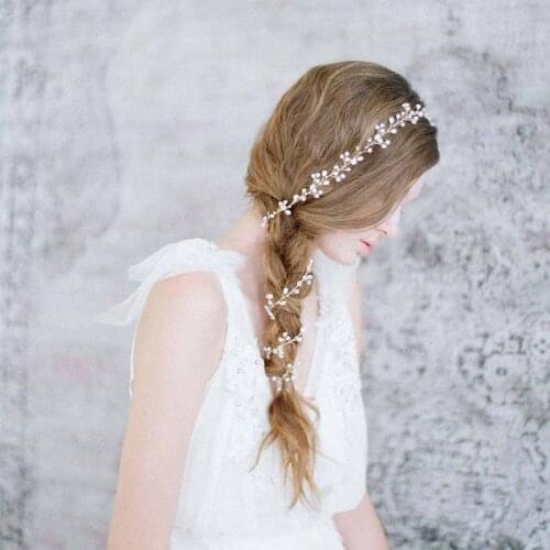 SLBRIDAL Handmade Silver Color Crystal Freshwater Pearl Wedding Hair Vine Bridal Headpieces Headband Hair accessory Bridesmaids