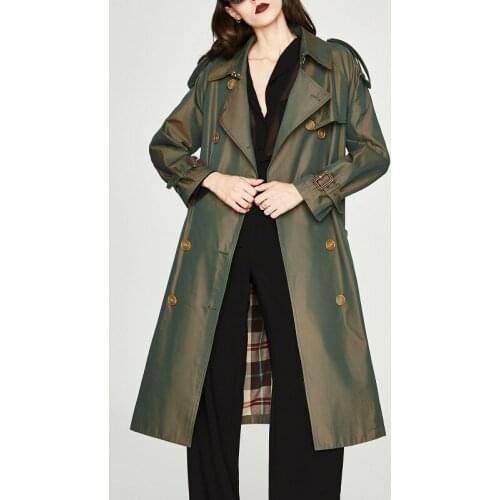 FNOCE 2021 new spring womens coats fashion trendds eye catching upscale noble elegant solid long sleeve slim belt windbreaker