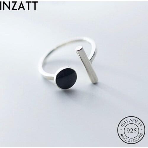 INZATT Real 925 Sterling Silver Round Adjustable Ring For Fashion Women Party OL Fine Jewelry Geometric Accessories 2020 Gift