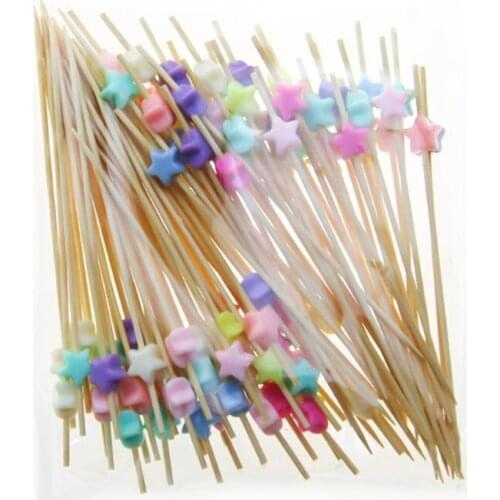 100pcs Disposable Bamboo Fork Buffet Fruit Desserts Pick Skewer Food Cocktail Sandwich Stick