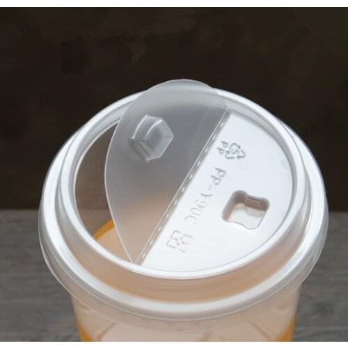 100pcs Thickened disposable plastic cup half open cover transparent pp milk tea coffee cup cover 90mm 95mm 98mm injection lid
