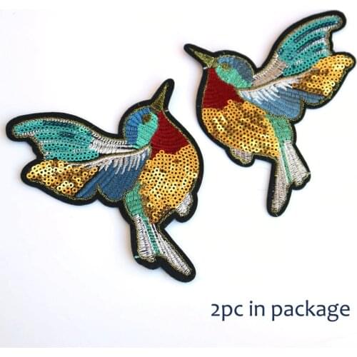 2pcs/set bird Iron on Patches for Clothes Jean Jackets Embroidery Patch Stickers Clothing Applique Decoration cartoon Badge