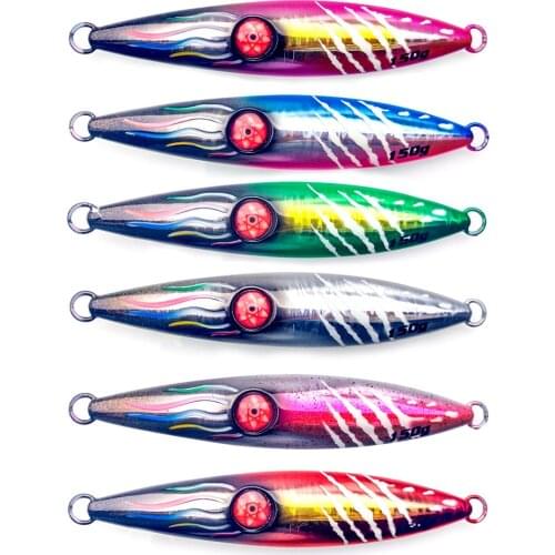 4PCS Deep Sea Glow Slow Sinking Jig Fishing Jigging Lure Jigbait Spoon Baits 100/150g