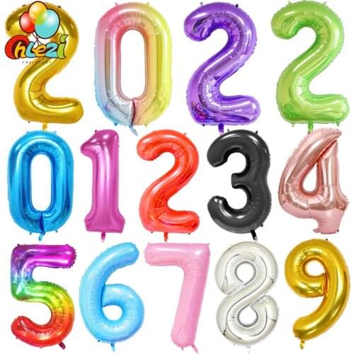 40Inch Big Foil Birthday Balloons Helium Number Balloon 0-9 Happy Birthday Wedding Party Decorations Shower Large Figures Globos