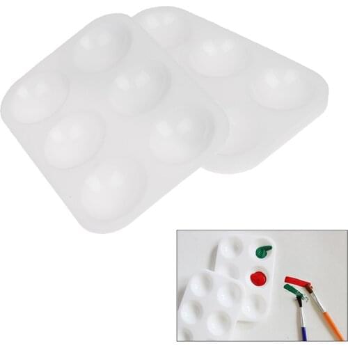 5PC 6 Holeplastic pp material rectangular art painting palette white thickening children simple color supplies painting basic