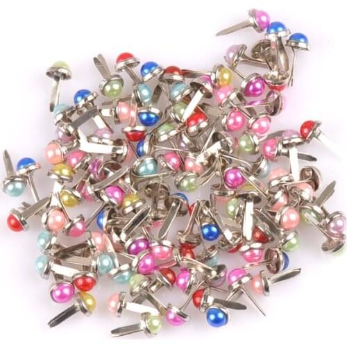 Scrapbooking Accessories Mixed Pearl Round Brads Metal Crafts DIY Embellishment Fastener Brads Decoration 50Pcs C1901