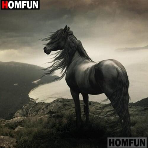 HOMFUN Full Square/Round Drill 5D DIY Diamond Painting "Animal horse" Embroidery Cross Stitch 5D Home Decor Gift A16407