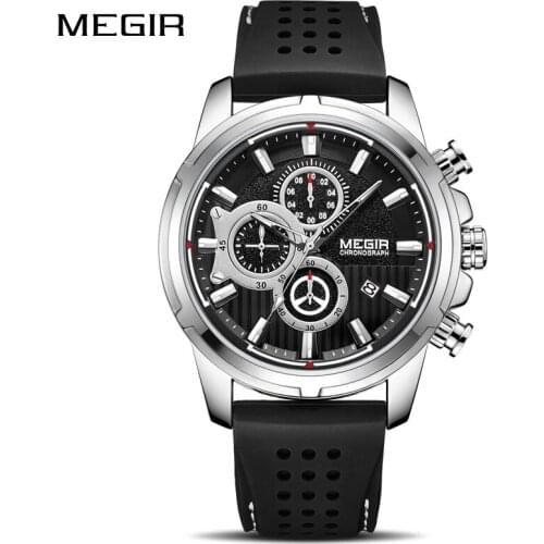 MEGIR Top Brand Mens Quartz Sport Watches Luxury Business Watch Men Fashion Silicone Strap Waterproof Wrist Watch Male Clock