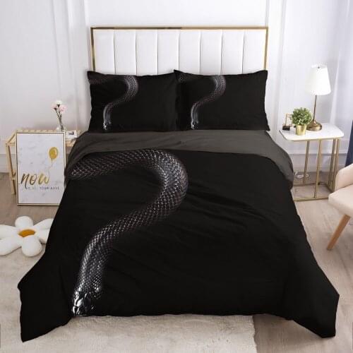 Black bedding set Queen King Full Double Duvet cover set pillow case Bed linens Quilt cover 240x220 200x200 snake
