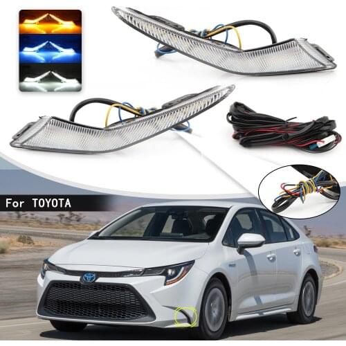 Dynamic LED DRL Headlight for Toyota Corolla L/LE/XLE Hybrid Levin 2019 2020 2021 Daytime Running Light Yellow Turn Signal Light