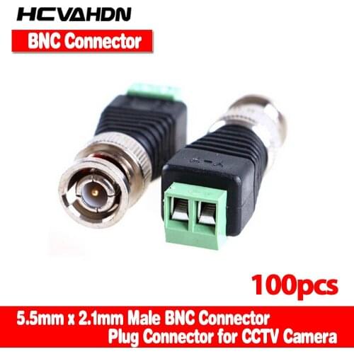 HCVAHDN 100Pcs/lot Mini Coax CAT5 To Camera CCTV BNC UTP Video Balun Connector Adapter BNC Plug For CCTV System