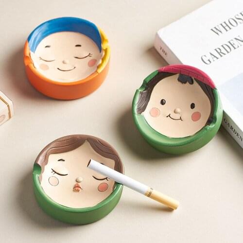 Homelily Creative Lovely Art Ashtray Nordic Style Living Room Cute Round Portable Ashtray Home Decoration Smoking Accessories