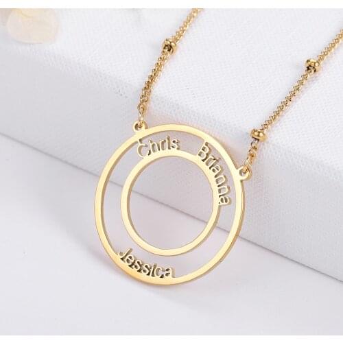 MYDIY Personalized Multiple Names Necklace Custom Nameplate Choker Necklace for Women Stainless Steel Family Members Jewelry BFF