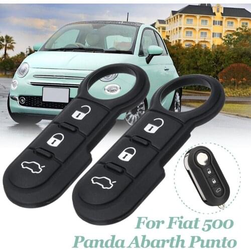 2 PCS Fob Key Remote 3 Button Black Rubber Button Pad For Fiat 500 Panda Abarth Punto