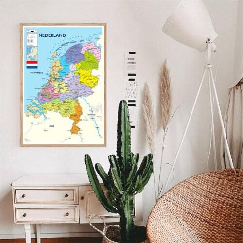 42*59cm In Dutch Netherland Political Map Wall Art Poster Canvas Painting Office School Supplies Living Room Home Decoration