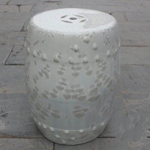 Jingdezhen Ceramic Porcelain stool White Crystalline Glaze Porcelain stool Waist Drum Balcony Outdoor home decoration stool