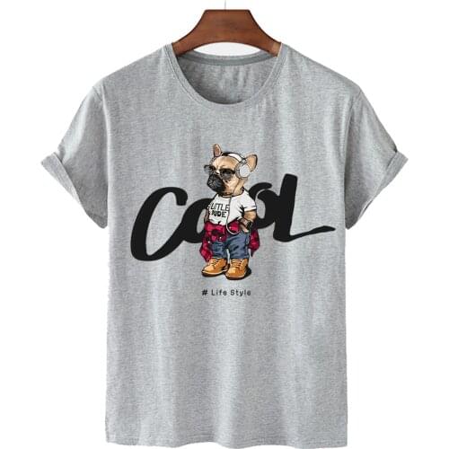 100% Pure Cotton Cool And Handsome Dog Shirt Short-sleeved O-neck Loose T-shirt Female Plus Size T-shirt For Men And Women S-4XL