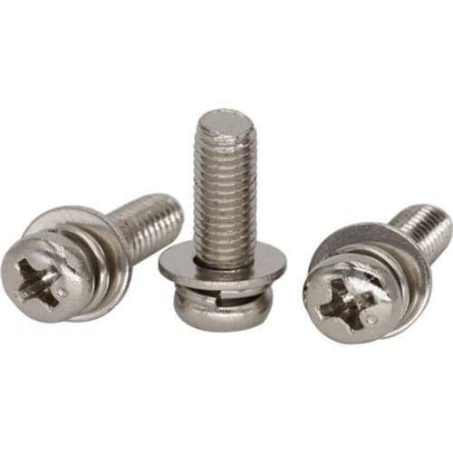 M5 M5*16/20/25/30 M5x16/20/25/30 304 316 Stainless Steel Plain Spring Washer Phillips Cross Recessed Pan Screw Assembly Bolt