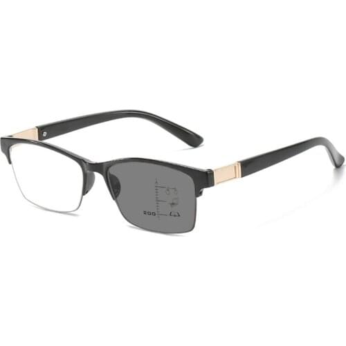 Metal Semirim Photochromic Progressive Multifocals Reading Sunglasses for Women Men Sun Automatic Discoloration Presbyopic Gafas