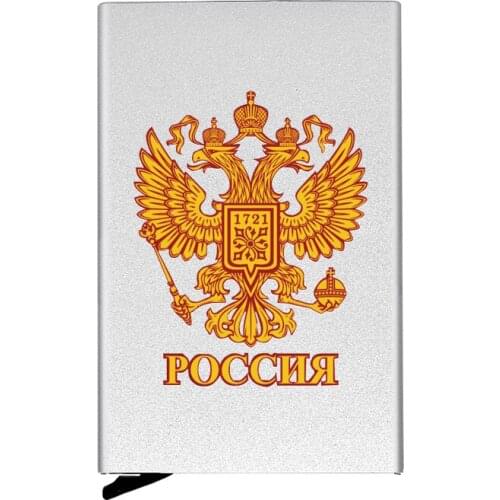 Metal Case Russian Empire Printing Credit Card Holder Men Slim Anti Protect Travel ID Cardholder Women Rfid Wallet