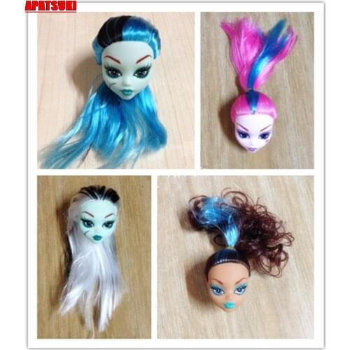 Demon Monster Doll Head with Wig Hair Handmade DIY Doll Accessories For Monster High Doll For 1/6 BJD Doll House Kids Toys Gifts