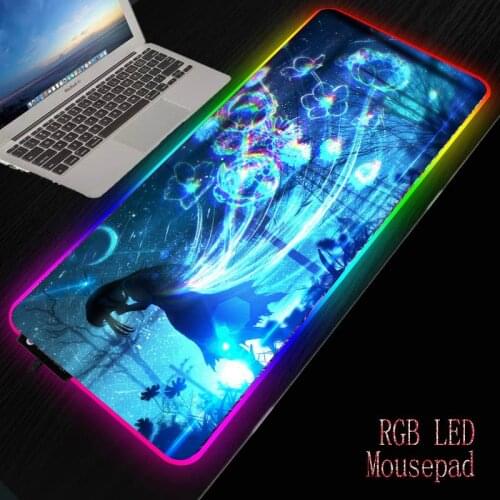 MRGBEST Large Night Anime Girl Gamer Mousepad Anti-slip RGB Mause Pad Office Desk Mat Big Computer Mouse Mat Game Keyboard Pad