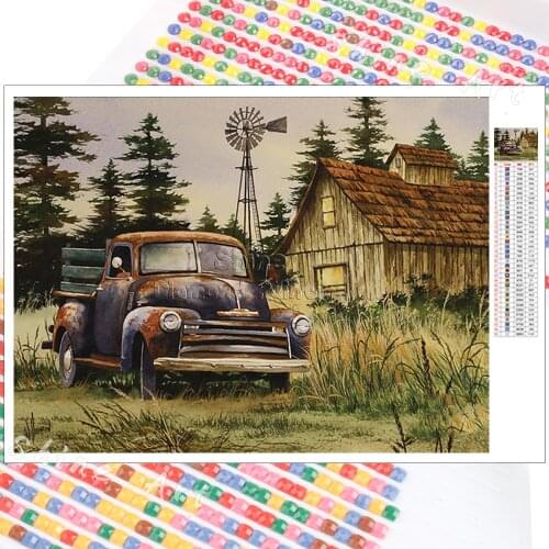 Diamond Painting Kit Landscape Farm Dilapidated Car 5D DIY Mosaic Embroidery Full Square Round Christmas Gift Home Decoration