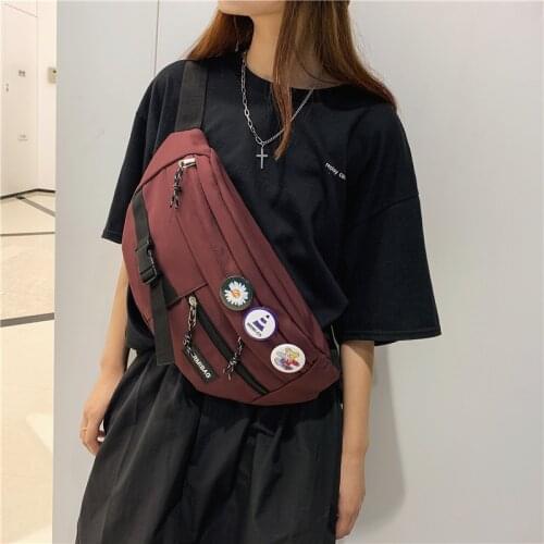 Nylon Fabric Chest Pack Bag Leisure Travel Crossbody Bag for Teenage Lady Man Shoulder Waist Bag Functional Sport Chest Bag