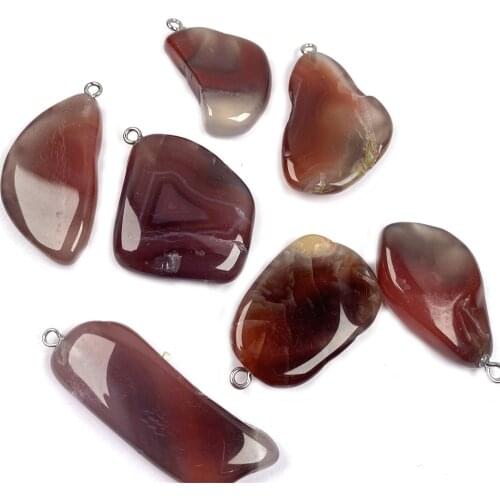 Natural Stone Irregular Red Agates Stone Pendant Necklace Charms Pendant for Jewelry Making DIY Necklace Size 20x35mm-22x40mm