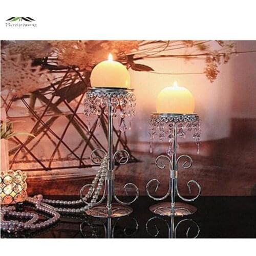 New Tall foot glass candlestick candle holders reception for wedding lamp place the crystal ball crafts portavelas candelabra