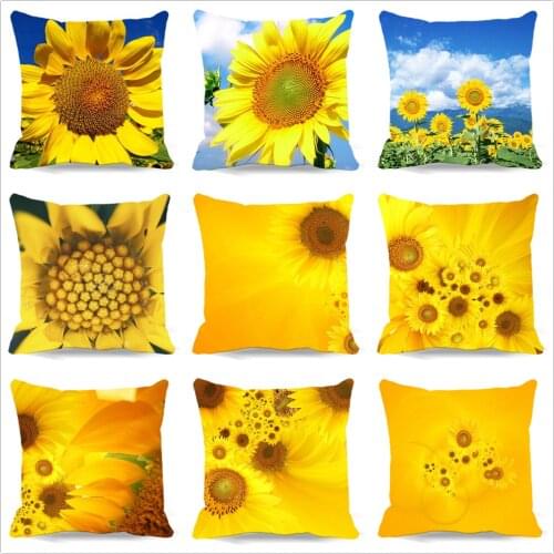 Creative sunflower Pattern Day Gift Pillow case Throw Pillow Case 9 Styles 5 size Cotton polyester square Cushion Cover