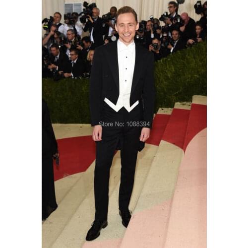 Jacket+Pants+Vest+Bow) 2018 Black Dinner Style Fashion Men Suits Tailcoat Tuxedo Prom Groom Wedding Suits Groomsman Bridegroom