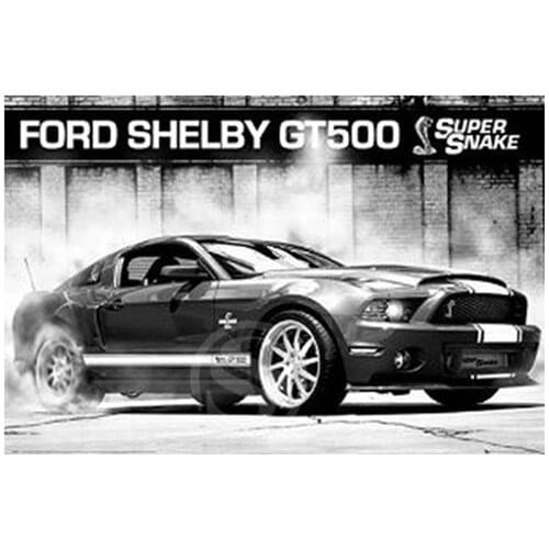 Cars Poster - Ford Mustang Shelby GT500 Poster Custom Canvas Poster Art Home Decoration Cloth Fabric Wall Poster Print Silk