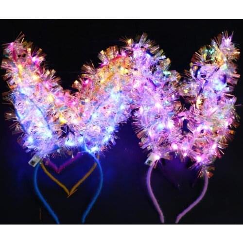 LED Bunny Ear Headband Light Up Rabbit Ears Hairband Girls Adult Wedding Halloween Christmas Birthday Party Glow Decorations
