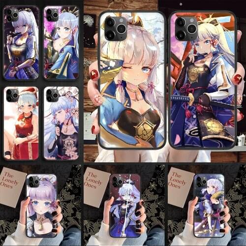 Kamisato Ayaka Genshin Impact Phone Case Cover Hull For iphone 5 5s se 2 6 6s 7 8 12 mini plus X XS XR 11 PRO MAX black 3D