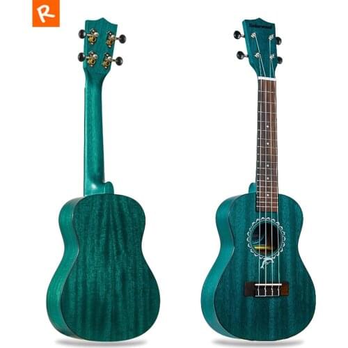 21/23 inch Concert matte Blue Mahogany Ukulele 4 string small guitar ukulele green color hawaii ukulele dolphin pattern UK2355