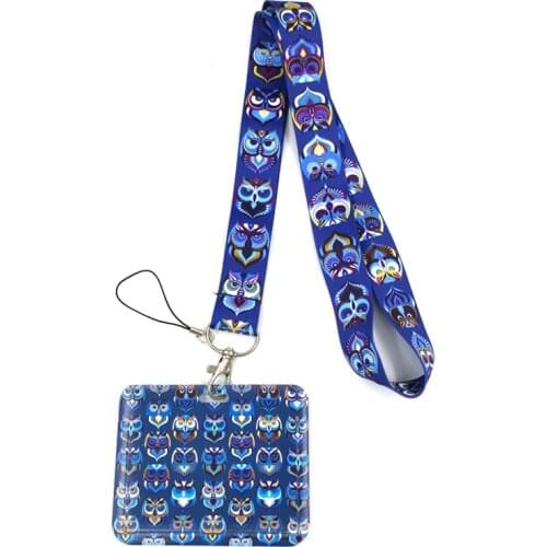 Funny Cute Owl Meme Anime Lanyard Badge Holder ID Card Lanyards Mobile Phone Rope Key Lanyard Neck Straps Keychain Key Ring