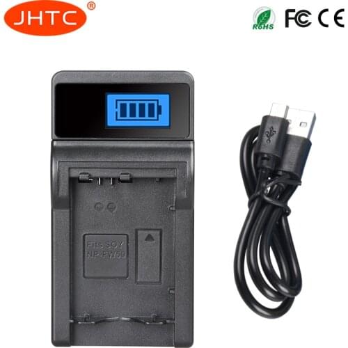 JHTC Np-Fw50 Battery Charger For Sony Alpha a6500 a6300 a6000 a5000 a3000 NEX-3 a7R Np Fw50 Usb LCD Charger Rechargeable Battery