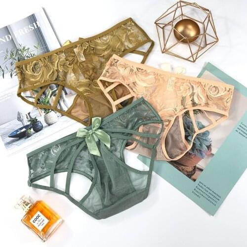 Womens Hollow Out Panties Underwear Seamless Belt Briefs With Bow Comfortable Underpants Low Waist Female Sexy Lingerie Panty