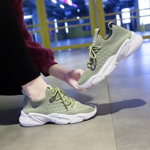 2020 Spring Autumn Platform Sneakers Women Knitted Casual Shoes Woman White Black Sneakers Air Mesh Chunky Trainers Dad Shoes