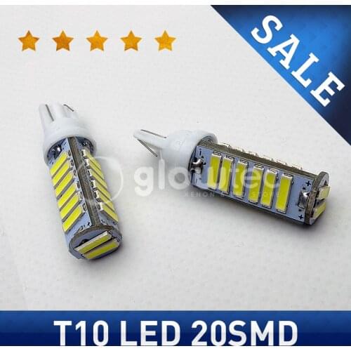 1pc Led T10 7014 20smd LED T 10 White Car Light Wedge Bulb Lamp DC12V GLOWTEC