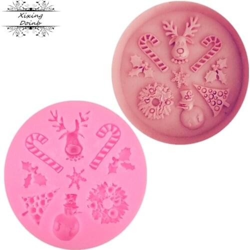 1 Christmas deer Snowman wreath shape silicone mold soft candy mold cake decoration tool Chocolate Mold