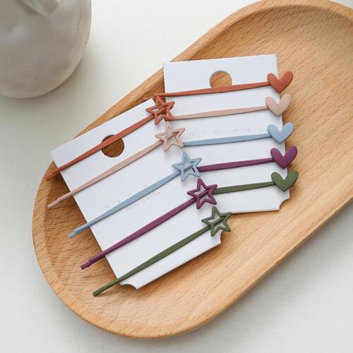 10pcs/set Stars Love Pattern Morandi Color Hair Clips For Women Girls Candy Hairpins Barrettes Hair Accessories Set