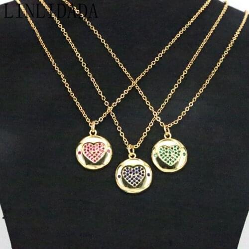 10Pcs Trendy Copper Zircon Crystal Heart Shape Necklace Women Fashion Jewelry Crystal CZ Chain Pendant Fine Party Wedding Gift