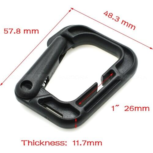 100pcs/lot Plastic Multi-use Grimloc D-Ring Carabiner Safety Buckle For Backpack Clasp Keychain Bag Free Shipping