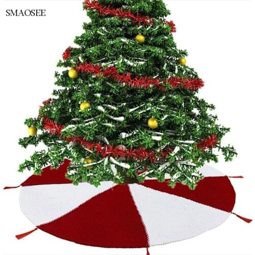 120CM Knitting Christmas Tree Skirt Christmas Tree Decoration Supplies Xmas Tree Skirt 2020 Christmas Decorations For Home Natal