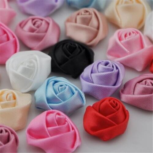 15Pc Lots Upick Satin Ribbon Rose DIY Craft Scrapbook Sewing Appliques B142